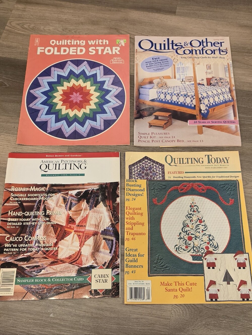Vintage Quilting Magazine Lot 4pc 1980s 1990s Folded Star Patterns Guide